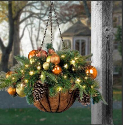 9c991a589c4291fdf2213f7efc79705d Pre-Lit Christmas Hanging Basket
